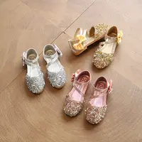 Chaussures à paillettes pour petite princesse, sandales avec nœuds, pour anniversaire d'enfants, vente en gros, collection