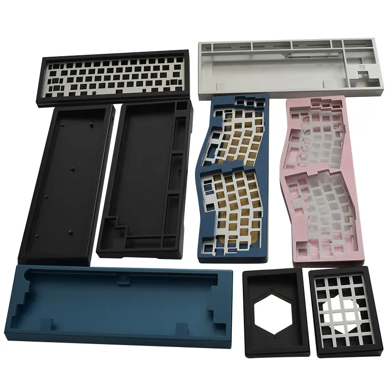 Benutzer definierte 60% CNC-Bearbeitung Natürliches eloxiertes Aluminium oben unten Mechanisches Tastatur gehäuse Messing gewicht Pom Position ier platte