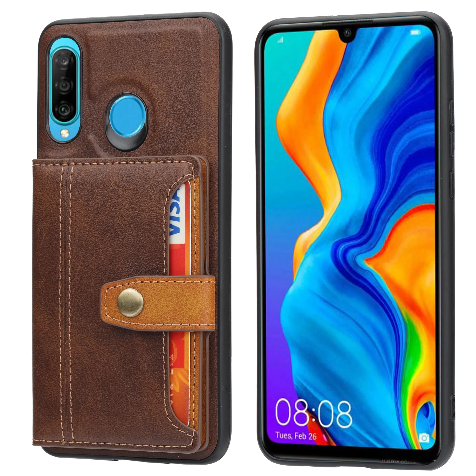 Premium Leather Multiple Card Holders Hard Shockproof Case For Huawei P30 Back Cover