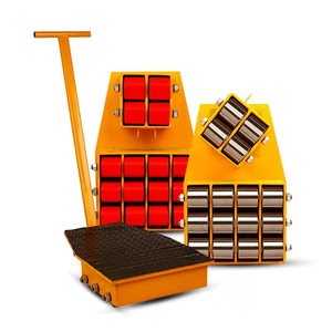 Déplaceur de machines à 4 roues jaune avec rouleaux rouges et plaque antidérapante noire pour usage industriel - Product Image 5