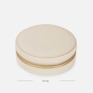 Boîte ronde en similicuir pour bijoux, vente en gros, faible MOQ, avec fermeture éclair, pour bagues et pendentifs, modèle tendance - Product Image 4