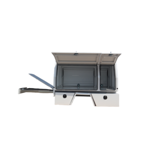 Caja de herramientas lateral de aluminio para camioneta, con doble tapa abatible, impermeable, con cerradura, para almacenamiento de herramientas bajo la plataforma de la camioneta Hilux D-Ma - Product Image 1