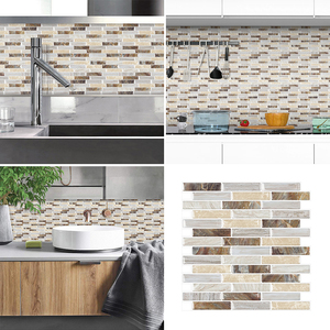 <span class=keywords><strong>Carrelage</strong></span> <span class=keywords><strong>mural</strong></span> auto-adhésif de 12 "x 12", carreaux brun mixte, mise à niveau, <span class=keywords><strong>carrelage</strong></span> en vinyle plus épais - Product Image 2