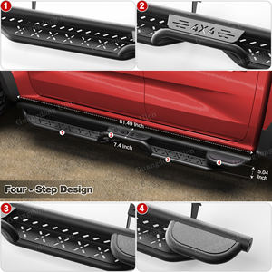Ulon Twee Verhoogde Treeplanken Aan De Zijkant Voor 2019-2024 F-Ord Ranger Supercrew 4-deurs 2 Trappen Gepoedercoat Zwart Koolstofstaal - Product Image 2