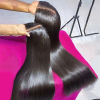 Peluca de Cabello Humano Virgen Liso Extremo con Encaje Frontal HD 13x6 sin Pegamento, Pre-arrancada, Pre-cortada, con Cordón Ajustable, Venta al por Mayor