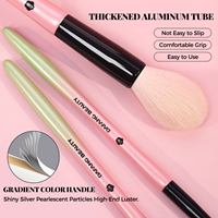 Nouvelle conception, vente en gros, pinceaux de maquillage pour le visage en bois de luxe, rose ombré vert, vegan, étiquette privée, personnalisé, haute qualité, professionnel