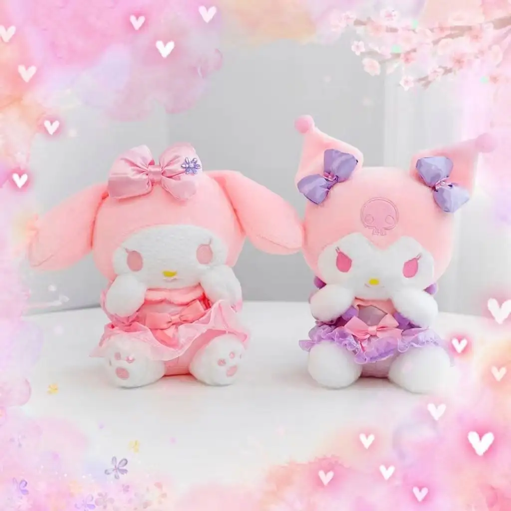 Sanrio Hellokitty Soft Plushie DollsぬいぐるみCinnamorollシリーズぬいぐるみ、Lovely My Melody Kuromi Cartoon Rabbit 25cm