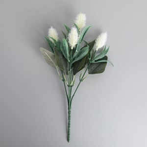 Bouquet de fleurs artificielles CallaFloral Queue de Lapin, en plastique blanc, pour décoration intérieure, mariage, artisanat, bouquet à main - Product Image 3