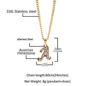 Ciondolo Iniziale UWIN in Acciaio Inossidabile, Ciondolo a Lettera Placcato Oro 18K PVD, Collana con Ciondolo a Lettera Resistente, <span class=keywords><strong>Gioielli</strong></span> RTS - Product Image 6