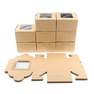 บรรจุภัณฑ์ขนมเดียว<span class=keywords><strong>กับ</strong></span>หน้าต่างแสดงผลที่ชัดเจ<span class=keywords><strong>น</strong></span><span class=keywords><strong>โดนัท</strong></span>มิ<span class=keywords><strong>น</strong></span>ิเค้กพายชิ้นขนมนำออกภาชนะกล่องเบเกอรี่กระดาษคราฟท์ - Product Image 3