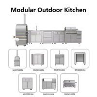 Cuisine extérieure modulaire résistante aux intempéries en acier inoxydable 304 avec évier pour cour, barbecue durable et robuste, cuisine de jardin