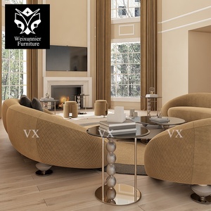 Sofá Curvo Moderno <span class=keywords><strong>de</strong></span> Lujo Directo <span class=keywords><strong>de</strong></span> Fábrica, Tapizado en Tela Beige, Estilo Europeo, Sofá Seccional, Sofá <span class=keywords><strong>de</strong></span> Dos Plazas para Villa - Product Image 5