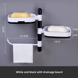 Wholesale Wall-Mounted ABS <b>Soap</b> <b>Holder</b> No Drilling Rotatable Draining Moisture-Proof Multi-Layer Bathroom Rack - Product Image 6