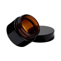 Pot cosmétique rond de luxe en verre ambré avec couvercle noir, vide, réutilisable, pour crème contour des yeux et crème visage, disponible en stock