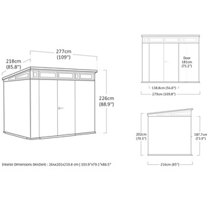 Casetta da Giardino Keter Artisan 277x218x226H cm Effetto Legno Spazzolato Grigio Duotech per Stoccaggio - Product Image 2