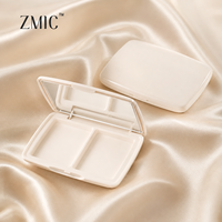 Palette de fards à paupières 2 compartiments blanc nacré, étui vide en plastique avec miroir pour fards à paupières, blush et anticernes