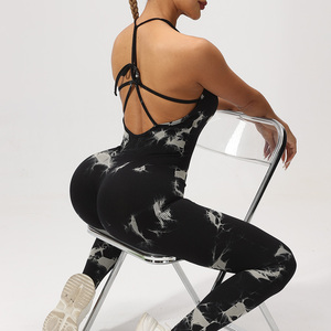ชุดจั๊มสูทออกกำลังกายแบบไร้รอยต่อ ลายมัดย้อม กระชับสะโพก เหมาะสำหรับฟิตเนส เล่นโยคะ และออกกำลังกาย สำหรับผู้หญิง - Product Image 3