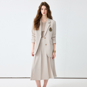 Women's Preppy Style Suit Skirt Set Midi Length Anti-Wrinkle Polyester Fabric For Office Commute Interviews - Product Image 3