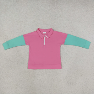 เสื้อเชิ้ตลำลองแขนยาวสีชมพูแบบมีซิป คอปกพับได้ สไตล์จีน ทรงหลวม ใส่สบายสำหรับเด็กผู้หญิง - Product Image 2