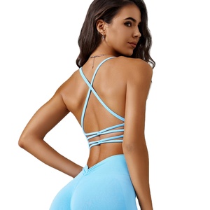 Soutien-gorge de sport court sans dos pour femme, deux pièces, sans couture, respirant, anti-transpiration, léger, extensible dans les quatre sens, personnalisable avec LOGO, pour gym, fitness et yoga - Product Image 1