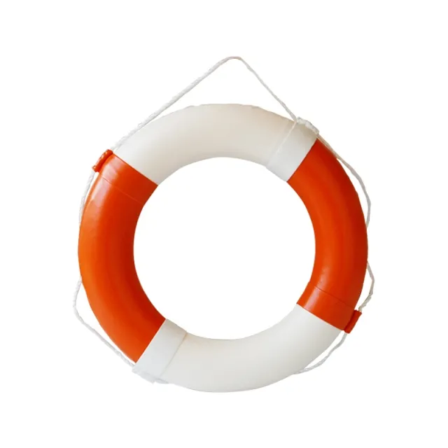 Anillo de salvavidas blanco naranja PU profesional portátil para barco marino