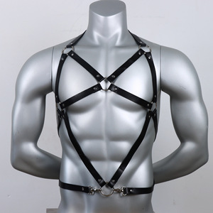 Arnés de Pecho de Cuero PU para Hombre, Negro, con Correas Ajustables, Estilo Gótico Punk, Arnés de Pecho Sexy para Hombres <span class=keywords><strong>Gay</strong></span> Fetichistas - Product Image 4