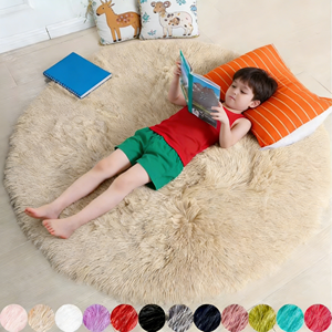 Alfombra Circular Peluda para Dormitorio, Tapete Redondo Esponjoso para Habitación Infantil, Alfombras de <span class=keywords><strong>Estopa</strong></span> Circulares - Product Image 1