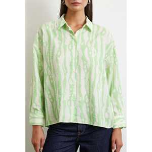Camisa Modal con Estampado de Cebra Verde, Blusa Casual con Botones para Mujer, Tela Popelina, Estilo Diario - Product Image 2