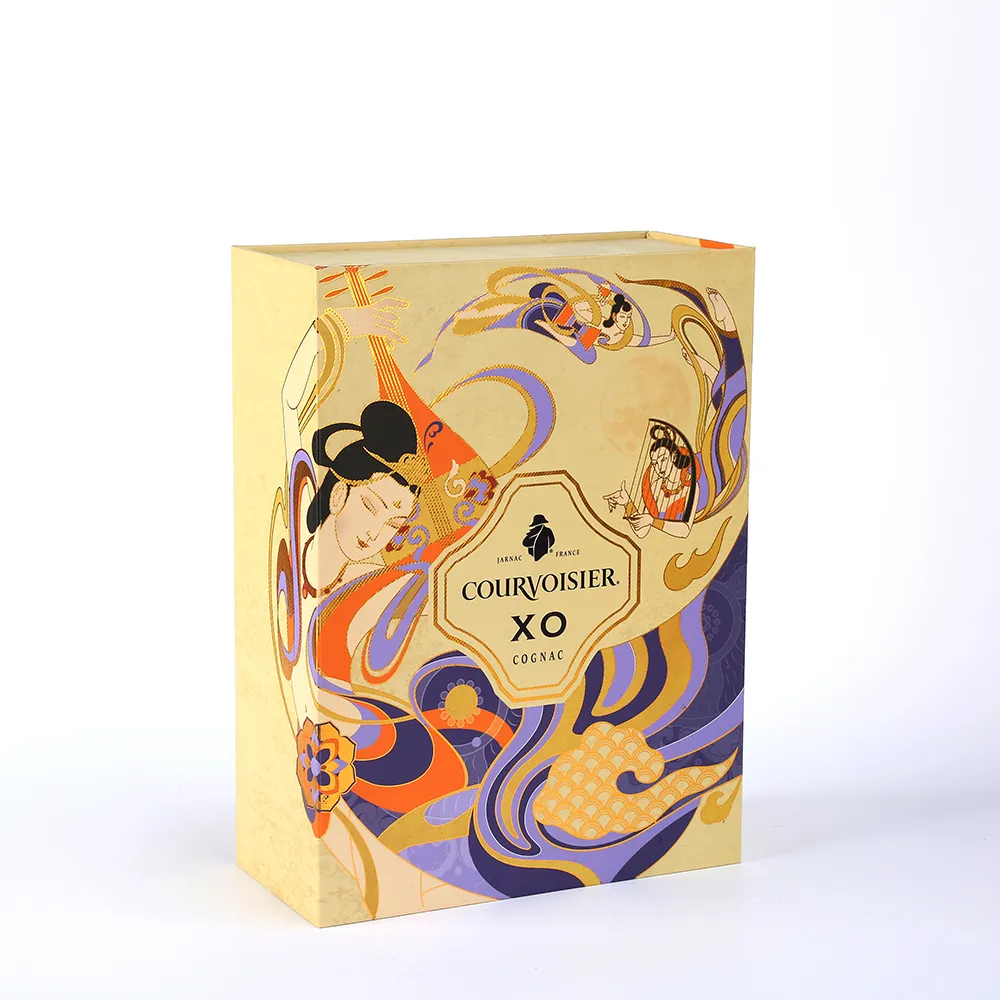 Caja de papel de regalo de vino personalizada, Base y tapa de embalaje de cosméticos, de lujo, a la moda