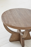 Ethnique Chic orme recyclé Table d'appoint en bois naturel lavé clair Table basse ronde de salon
