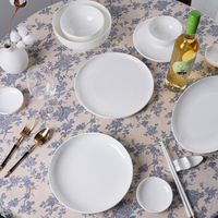 Assiettes Blanches Entièrement Vitrifiées 8,5 et 10,5 Pouces en Porcelaine Fine, Vaisselle Classique Ronde pour la Restauration en Gros