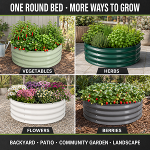 Bac à plantes surélevé rond de 30 cm en acier galvanisé ondulé de 0,6 mm, couleur personnalisée, OEM, vente en gros, Australie - Product Image 4