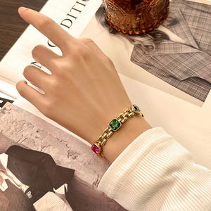 Toderi Jewelry Eco-friendly <b>Copper</b> 8*8/8*10MM Multicolor Zircon Gold Plated Chain <b>Bracelets</b> Wholesale for Premium Gift - Product Image 6