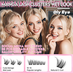 Faux cils segmentés auto-adhésifs sans colle, cils individuels naturels et denses, extensions de cils DIY - Product Image 4