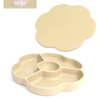 Meilleures ventes : Plateau d'alimentation pour bébé en silicone à motifs floraux, assiettes à compartiments en silicone pour bébé, vente en gros