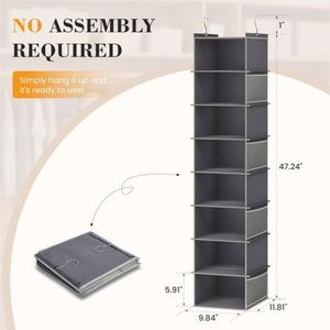 8-Tier Large Capacity Non-Woven Hanging Closet Organizer -Sturdy Iron Frame and Mesh Side Pocket Space Saving Wardrobe Storage - Product Image 2