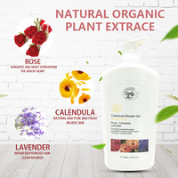 Gel douche pour le corps apaisant au lait de chèvre calendula rose lavande marque distributeur OEM