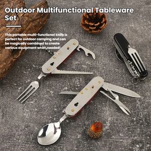 ชุดอุปกรณ์รับประทานอาหารอเนกประสงค์สำหรับกิจกรรมกลางแจ้ง ชุดชีส ไวน์ มีดอเนกประสงค์ และชุดช้อนส้อม - Product Image 2