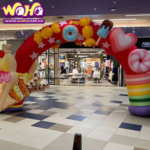 Kostum Tongkat Permen Natal Raksasa Tiup dengan Lampu LED Model Lengkungan Balon 8-10 kaki Oxford/PVC untuk Acara Luar Ruangan Promosi Tongkat Permen - Product Image 3