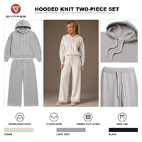 Ensemble Loungewear Deux Pièces Personnalisé OEM pour Femme : Pull Sportif à Capuche Mi-Zip en Maille Large et Pantalon Large – Vente en Gros Usine