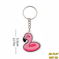 Porte-clés Flamingo Floatie, oiseau gonflable rose mignon avec visage souriant, breloque en acrylique transparent pour clés, sacs, sacs à dos
