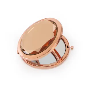 Decorative mirrors Personalized Bridal Tribe Compact Mirror Rose Gold Crystal Compact Makeup Mirror Bridesmaid Wedding Gift