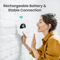 Système de sonnette de porte WiFi avec caméra HD, vision nocturne, batterie, grand angle 90°, prise en charge de l'application Tuya, carte mémoire, stockage cloud, matériau ABS robuste