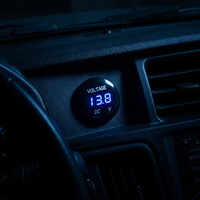 Voltímetro Digital USB para Auto/Camión/Barco, con Iluminación LED, Carcasa Negra, IP65, Amperímetro, Voltímetro
