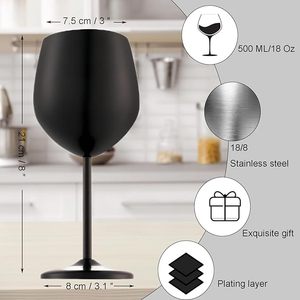 <span class=keywords><strong>Verres</strong></span> à vin de Noël réutilisables en acier inoxydable noir de 18 oz, incassables, pour les fêtes et les anniversaires - Product Image 4