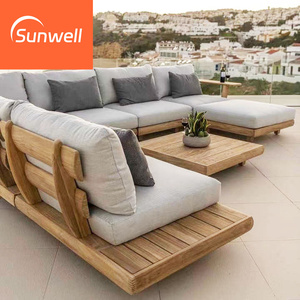 Mobilier d'extérieur luxueux au design moderne, canapés de jardin imperméables en bois de teck, ensembles de canapés en tissu pour hôtel et villa pour le salon, le parc et le patio - Product Image 1