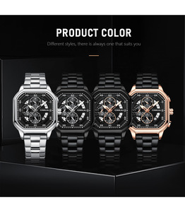 Montre de luxe pour homme, chronographe tendance, 3 aiguilles, acier inoxydable, étanche, aiguilles lumineuses, montre-bracelet pour homme - Product Image 4