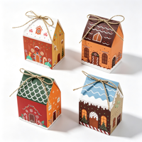 Boîtes en papier pliables en matériaux recyclés pour friandises et biscuits de Noël, design maison de fêtes, pour cadeaux et collations