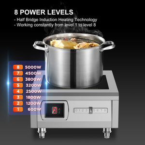 Table de cuisson à induction professionnelle en acier inoxydable de haute qualité 5000W, 8 niveaux de puissance, contrôle magnétique, panneau plat Microlite - Product Image 2