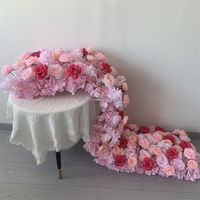 B-1438 Hochwertige Handgefertigte Seiden-Rote Rosa Rosen Künstliche Blumen Hochzeit Valentinstag Moderne Blumenarrangements Rosenreihe